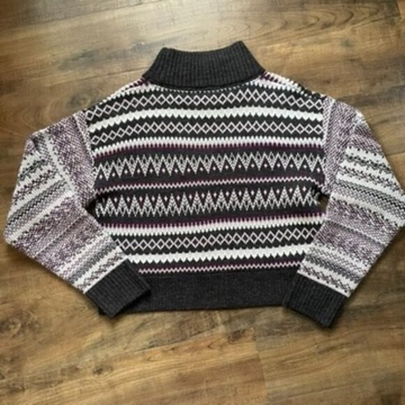 Cleo + Wolf Fair Isle Mock Neck Sweater Dark Grey Size M NWT - Picture 8 of 8